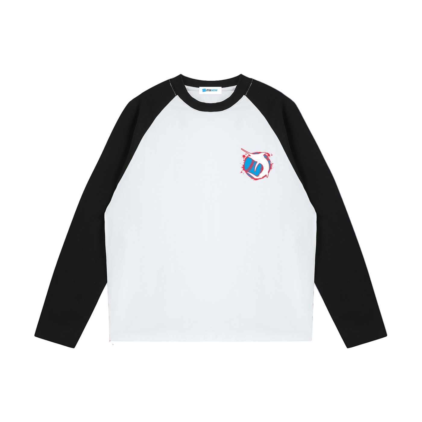 Miami Baseball x iTIXNOW 🎣⚾️ Raglan Long-Sleeve T-Shirt Designed By Dennis Friel
