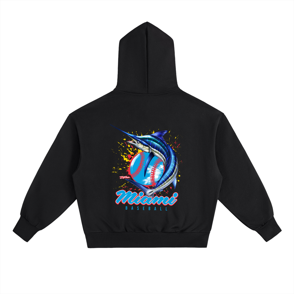 Miami Baseball x iTIXNOW 🎣⚾️ Fleece Hoodie Designed By Dennis Friel