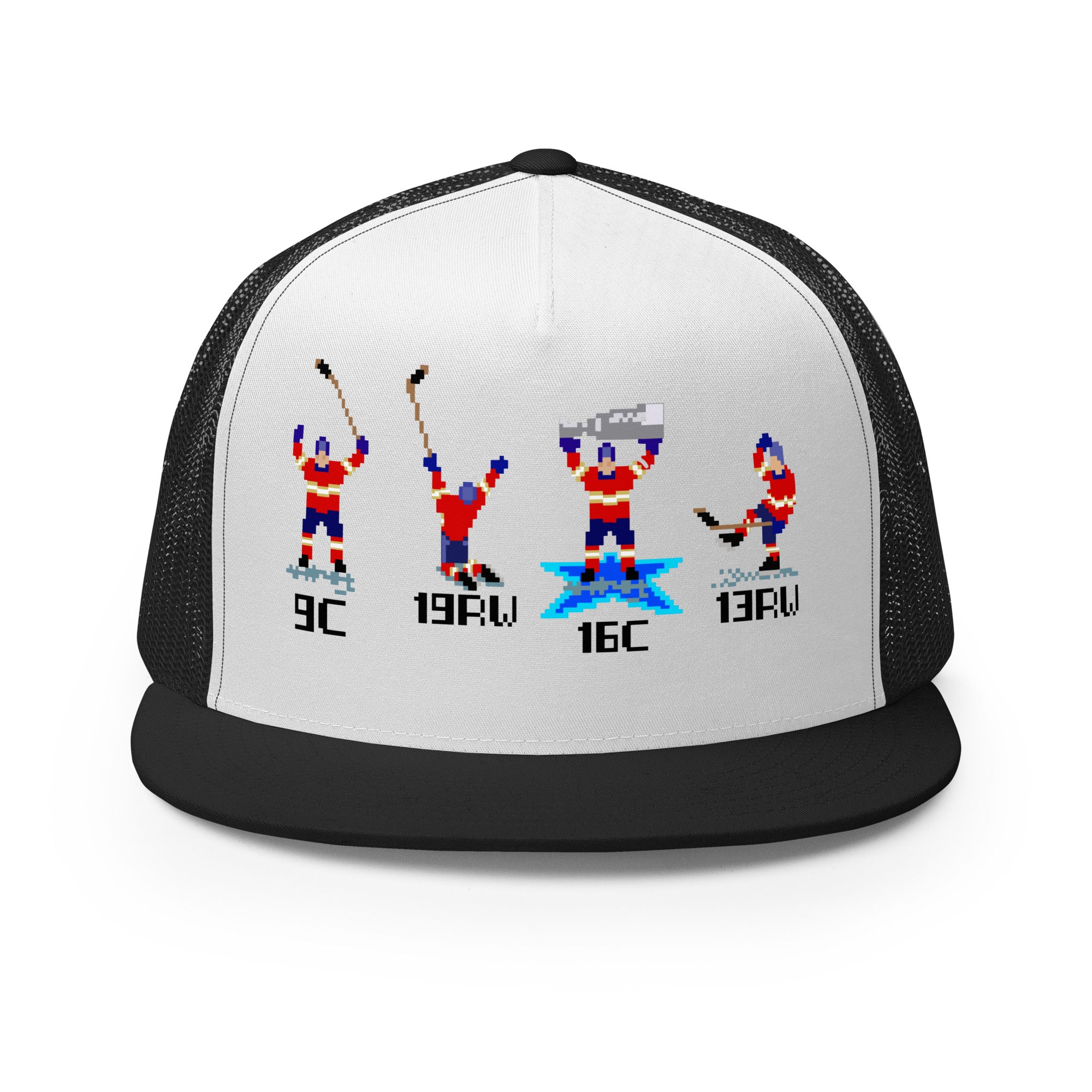 8Bit Champs - Trucker Cap in Black/White front view