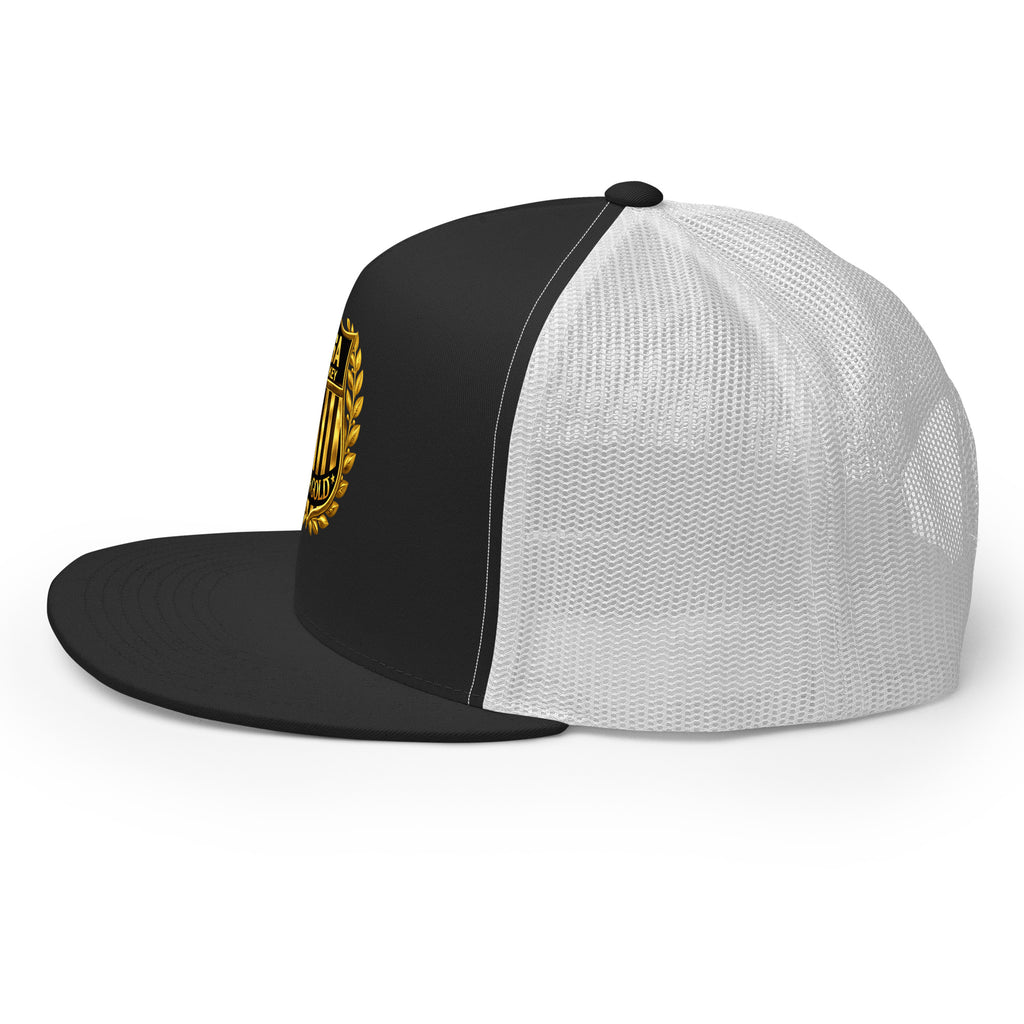 USA GOLDx2 trucker cap in Black/White left view