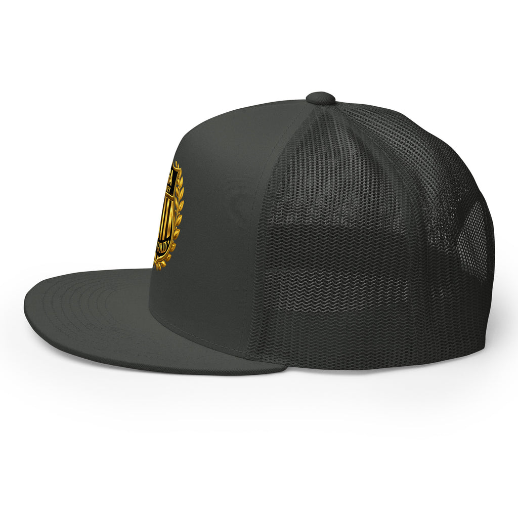 USA GOLDx2 trucker cap in Charcoal left view