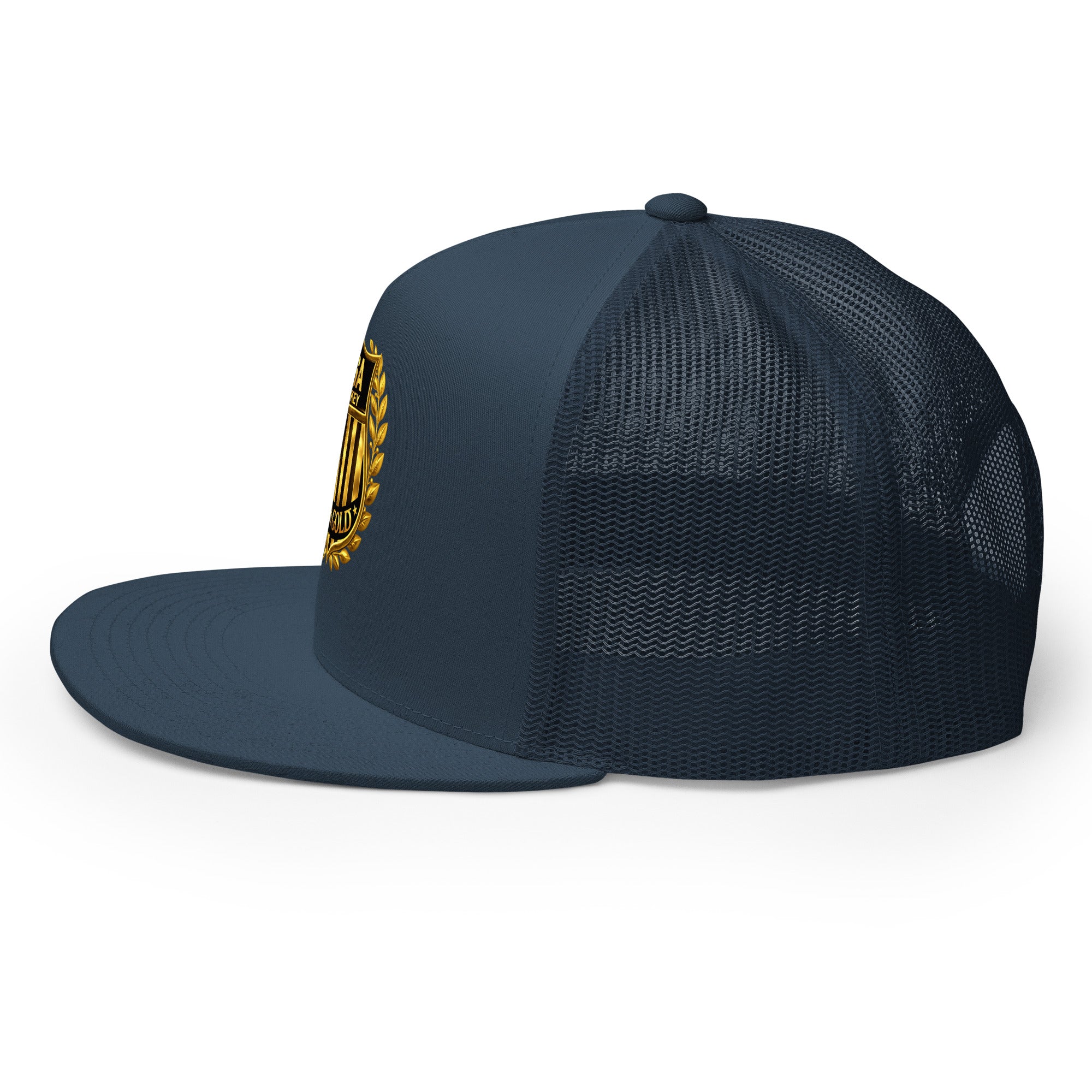 USA GOLDx2 trucker cap in Navy left view