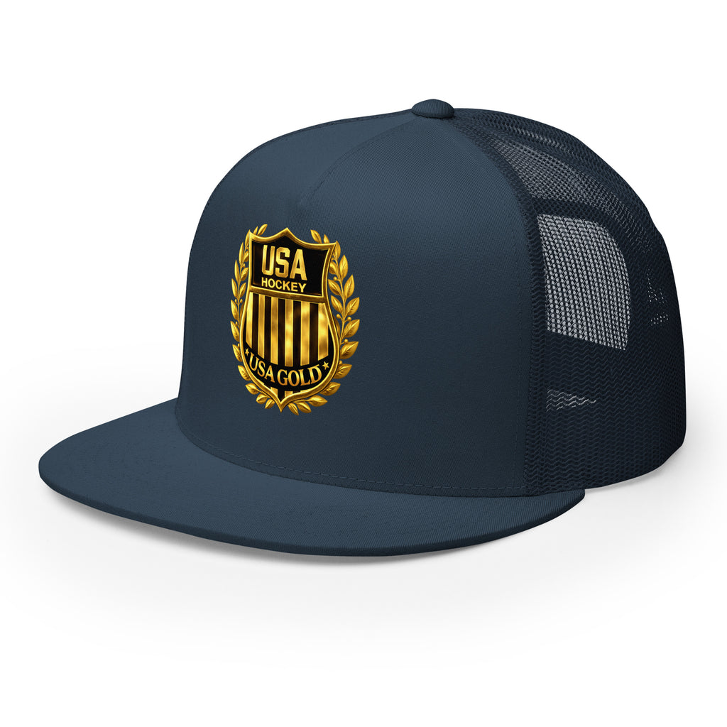 USA GOLDx2 trucker cap in Navy front view