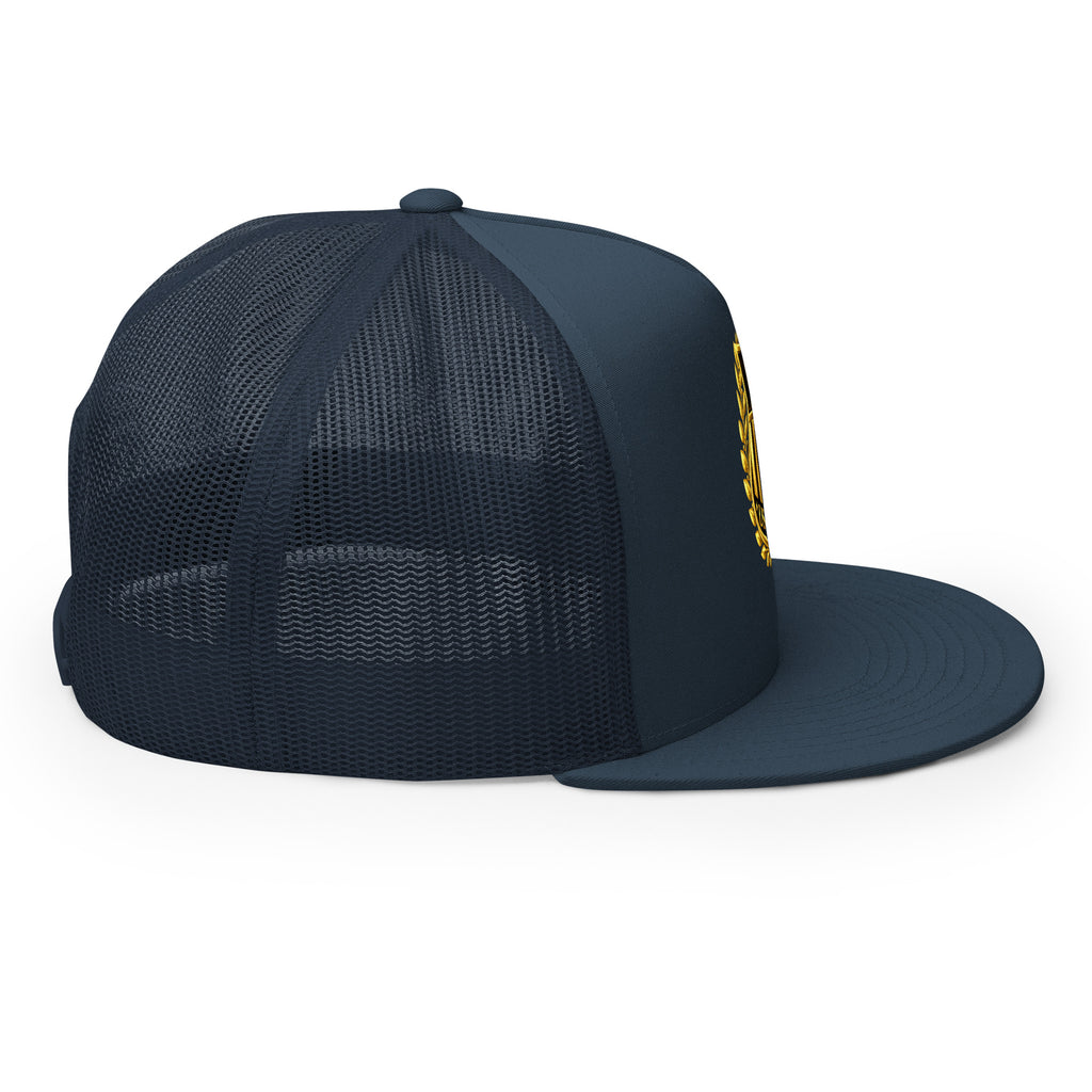 USA GOLDx2 trucker cap in Navy right view