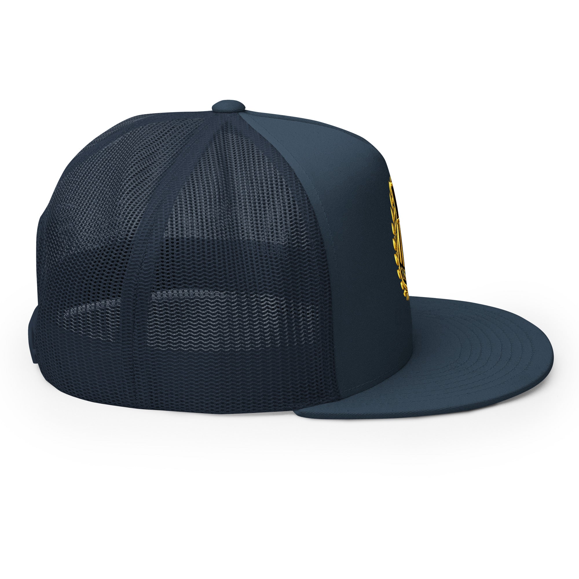 USA GOLDx2 trucker cap in Navy right view
