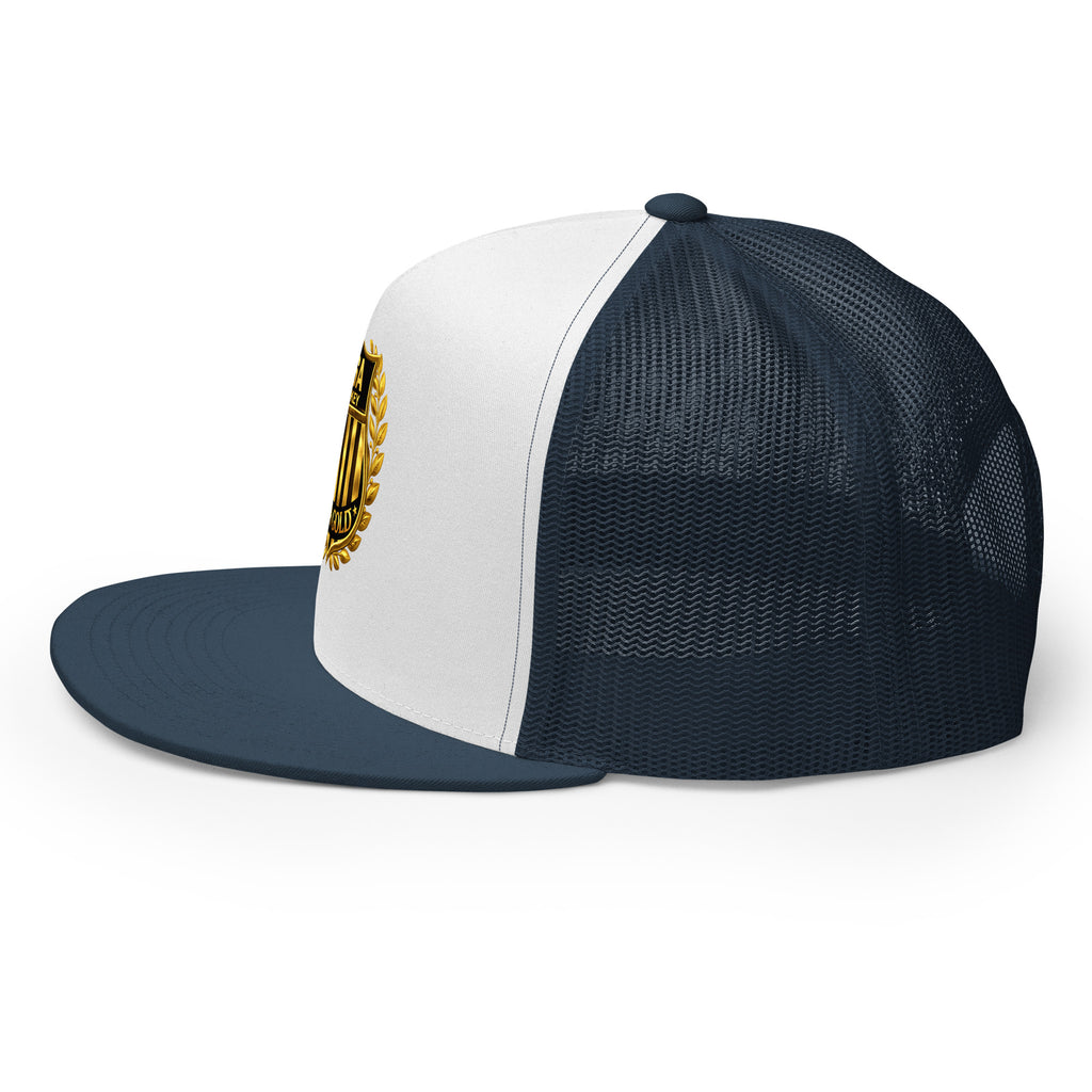 USA GOLDx2 trucker cap in White/Navy left view