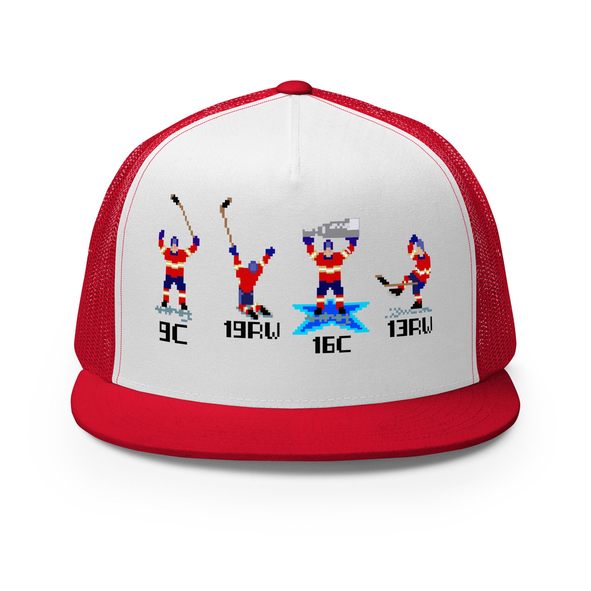 8Bit Champs - Trucker Cap in White/Red front view