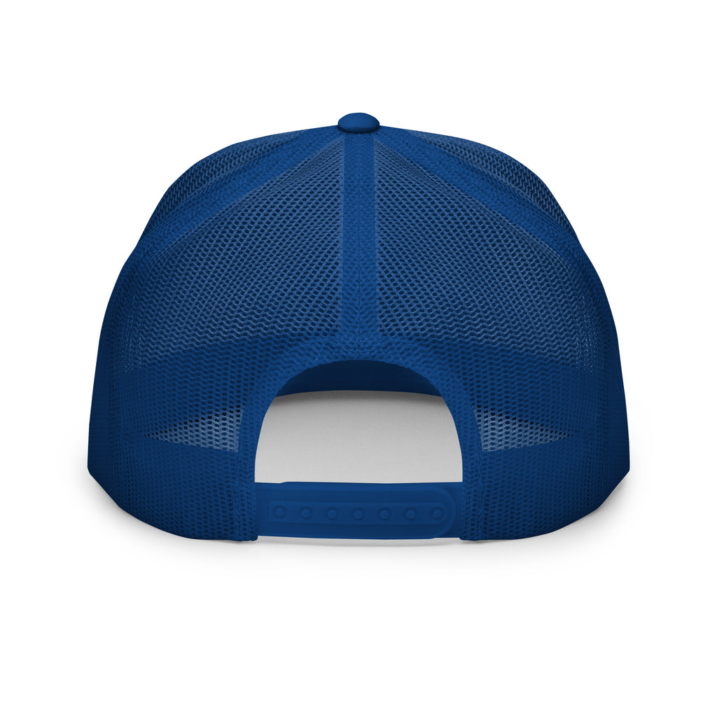 USA GOLDx2 trucker cap in White/Royal back view