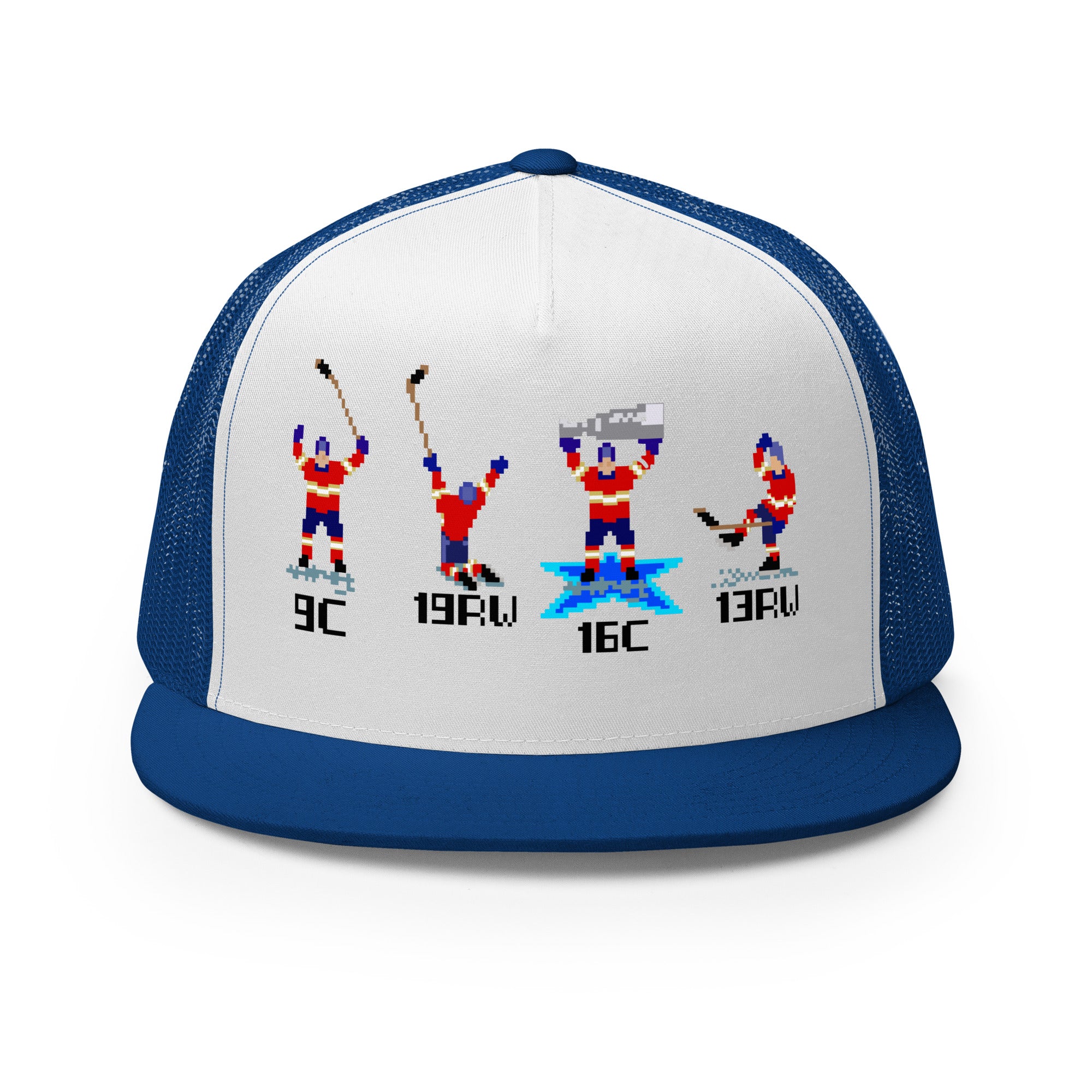 8Bit Champs - Trucker Cap in Silver/ Black front view