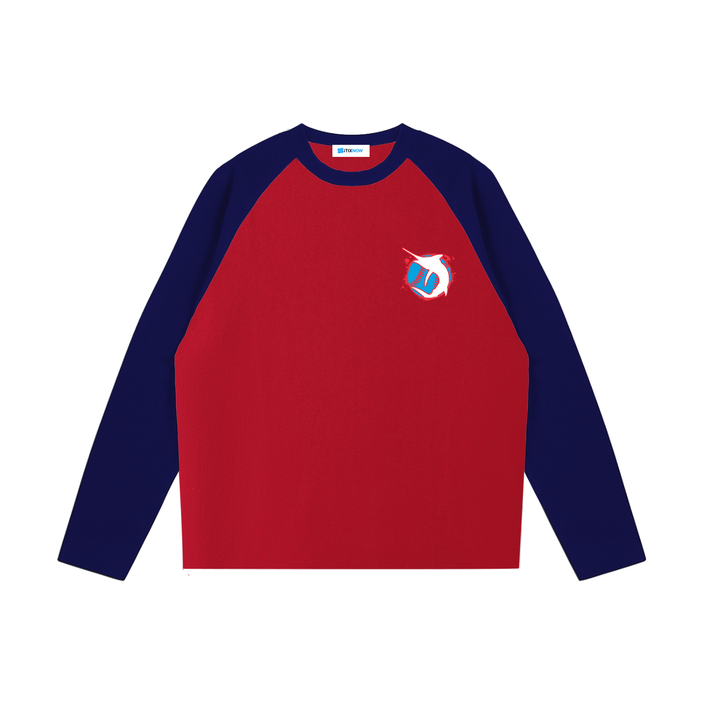 Miami Baseball x iTIXNOW 🎣⚾️ Raglan Long-Sleeve T-Shirt Designed By Dennis Friel