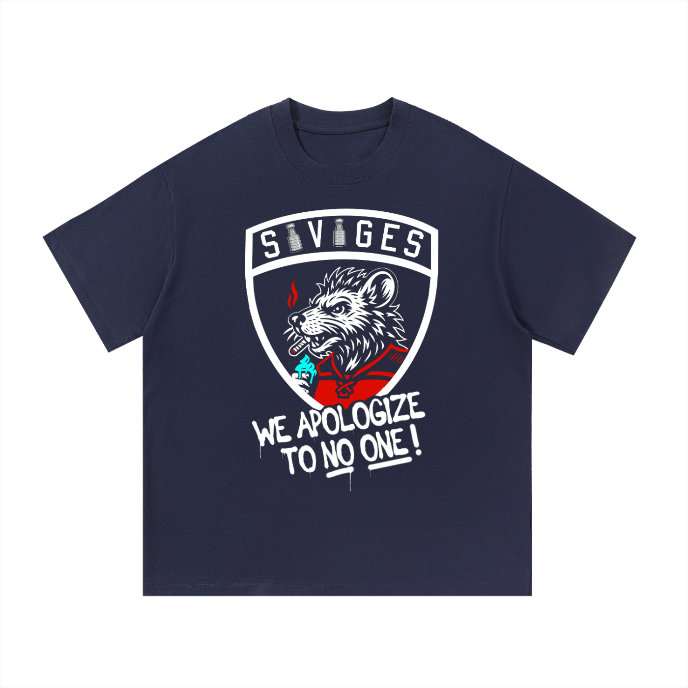 SAVAGES WE APOLOGIZE TO NO ONE Cotton T-Shirt 🐀 🏒 🥅