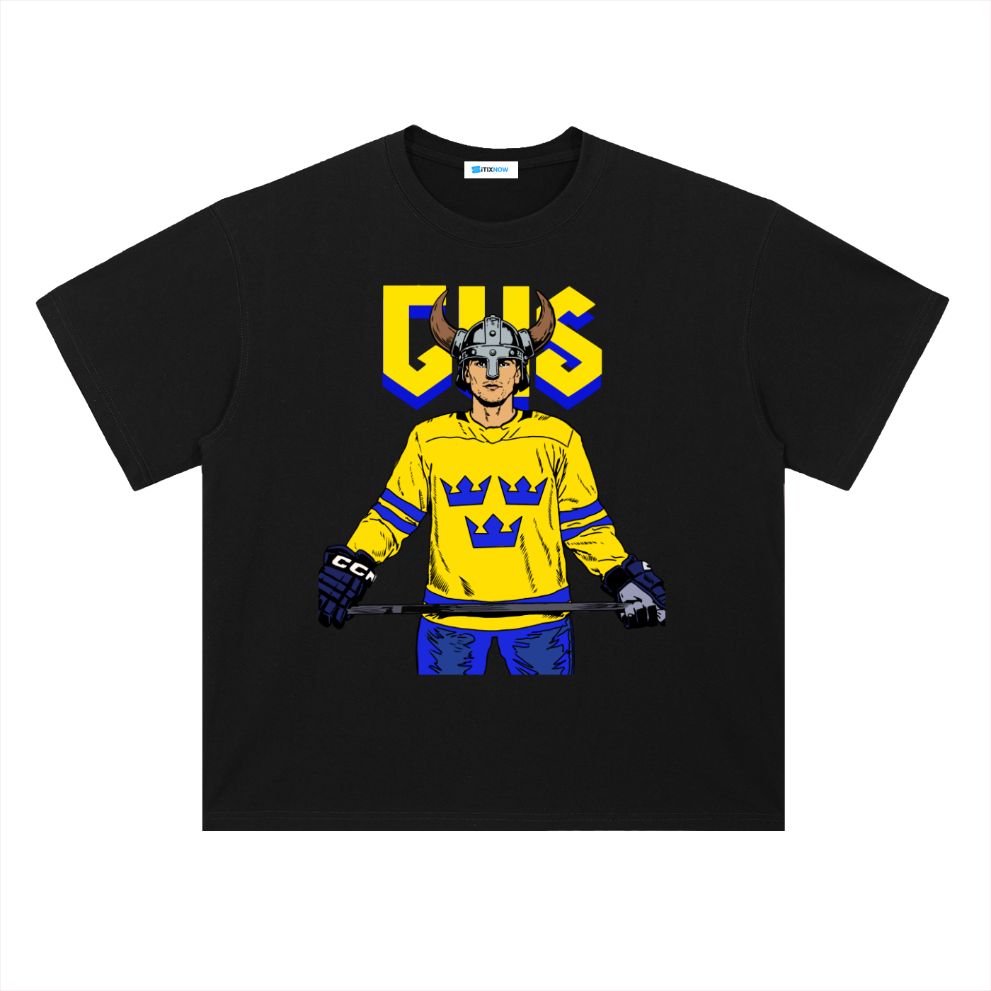 Gus the Viking Olympics 2026 Drop Shoulder Cotton T-Shirt 🇸🇪 🏒 👑