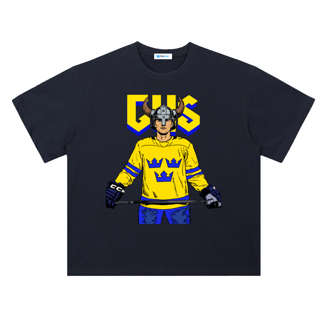 Gus the Viking Olympics 2026 Drop Shoulder Cotton T-Shirt 🇸🇪 🏒 👑